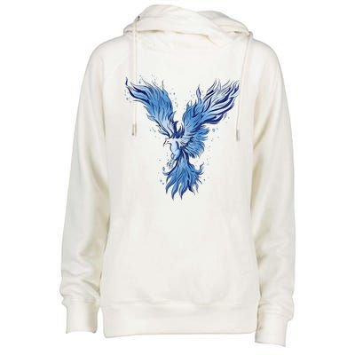 Blue Ice Phoenix Royal Phoenix Blue Womens Funnel Neck Pullover Hood