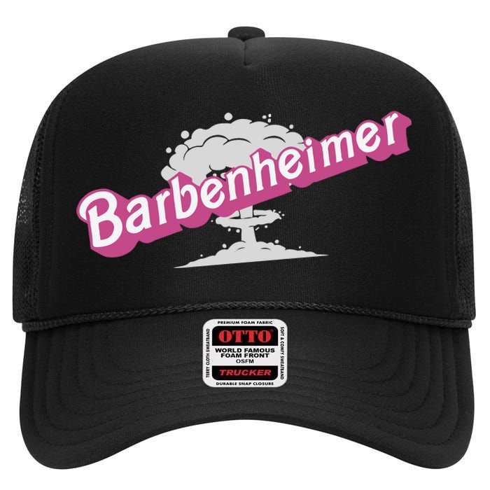 Barbenheimer In Pink High Crown Mesh Back Trucker Hat