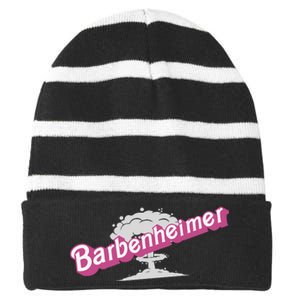 Barbenheimer In Pink Striped Beanie with Solid Band