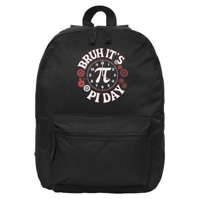 Bruh Its Pi Day Clock Gears Fun Math Design 16 in Basic Backpack