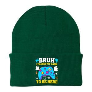 Bruh I Paused My Game To Be Here Funny Gamer Knit Cap Winter Beanie