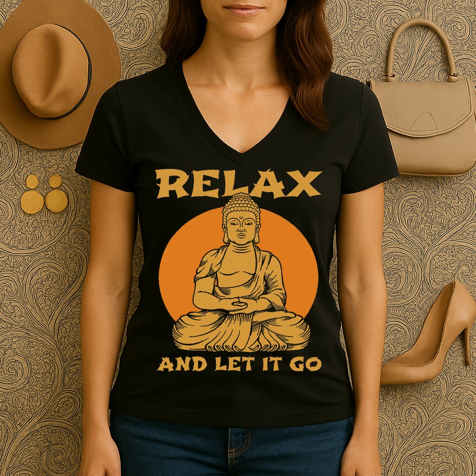 Buddha Inner Peace Relax Let It Go Buddhist Wellness Gift Women's V-Neck T-Shirt