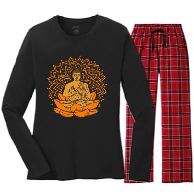 Buddha Inner Peace Relax And Let It Go Women's Long Sleeve Flannel Pajama Set 