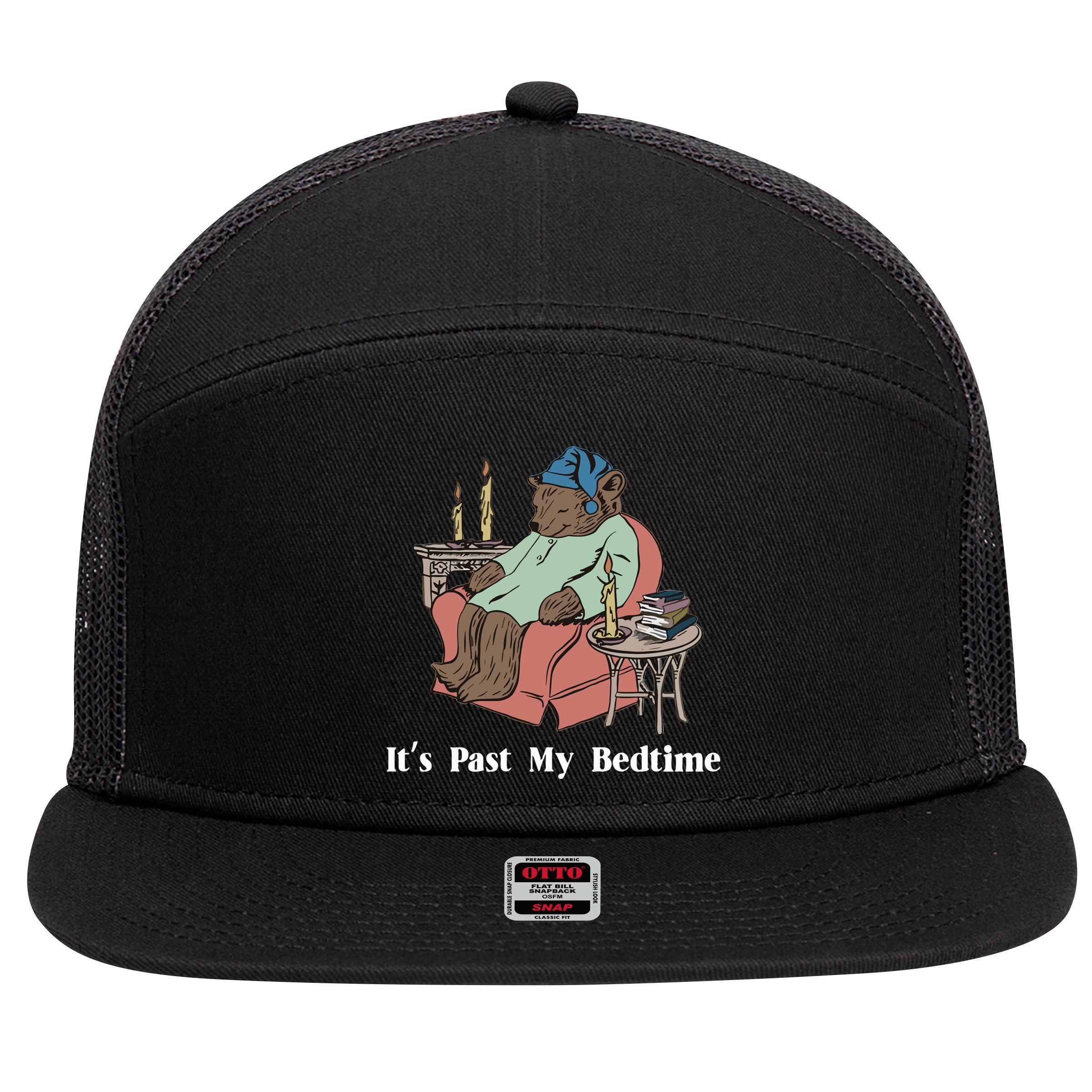 Bear Its Past My Bedtime 7 Panel Mesh Trucker Snapback Hat