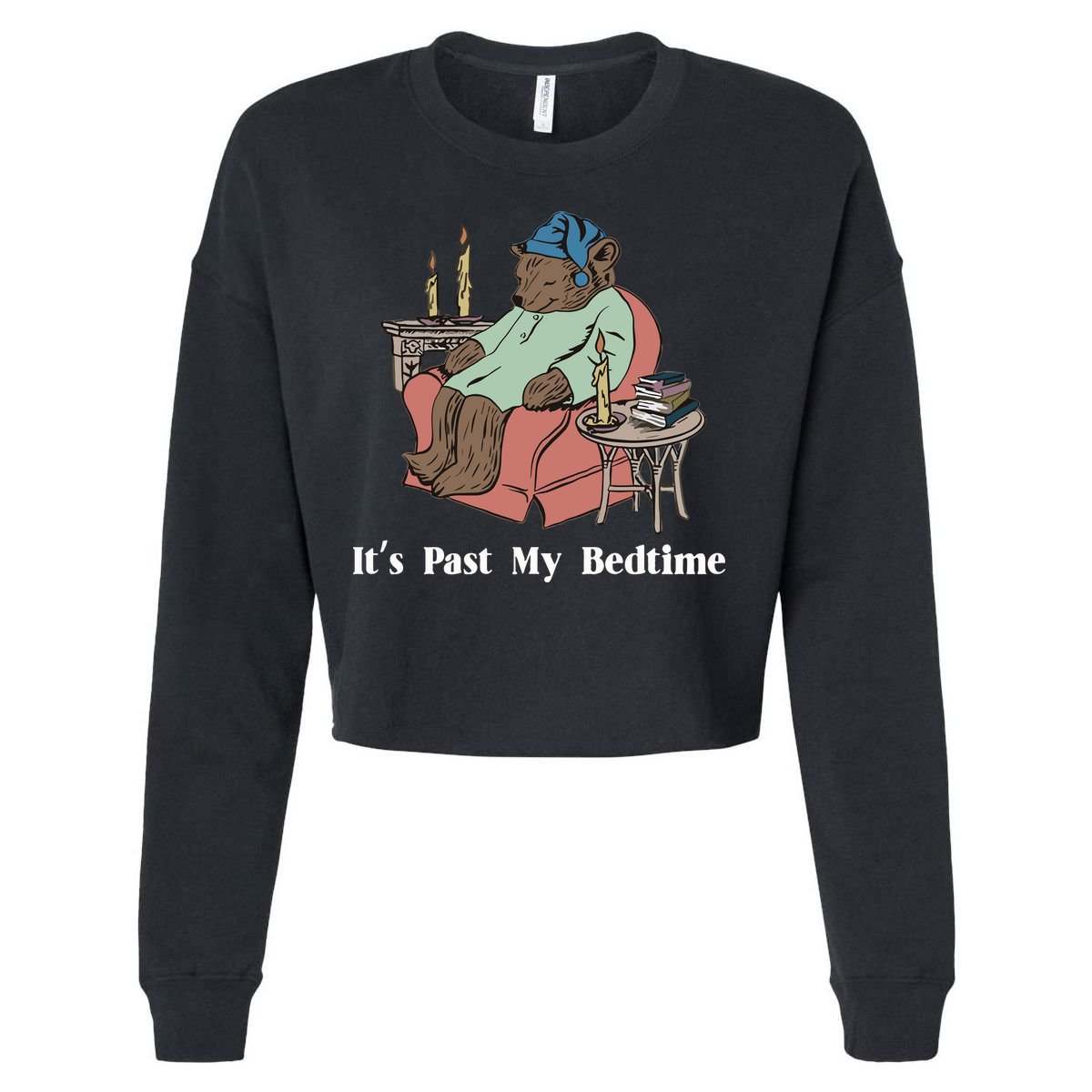 Bear Its Past My Bedtime Cropped Pullover Crew