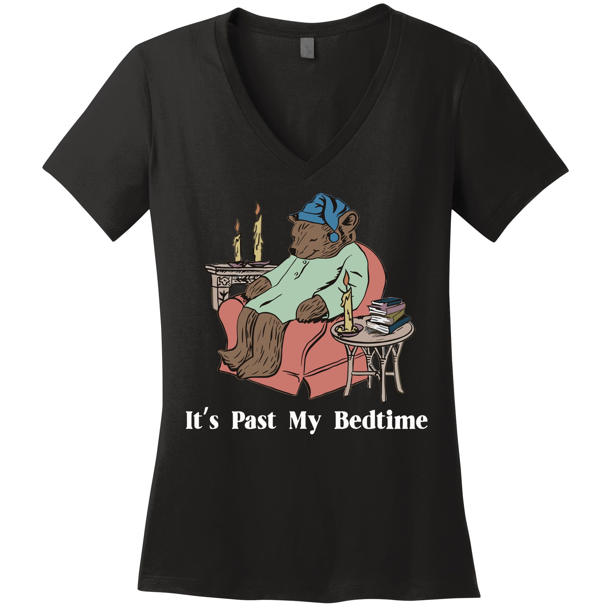 Bear Its Past My Bedtime Women's V-Neck T-Shirt