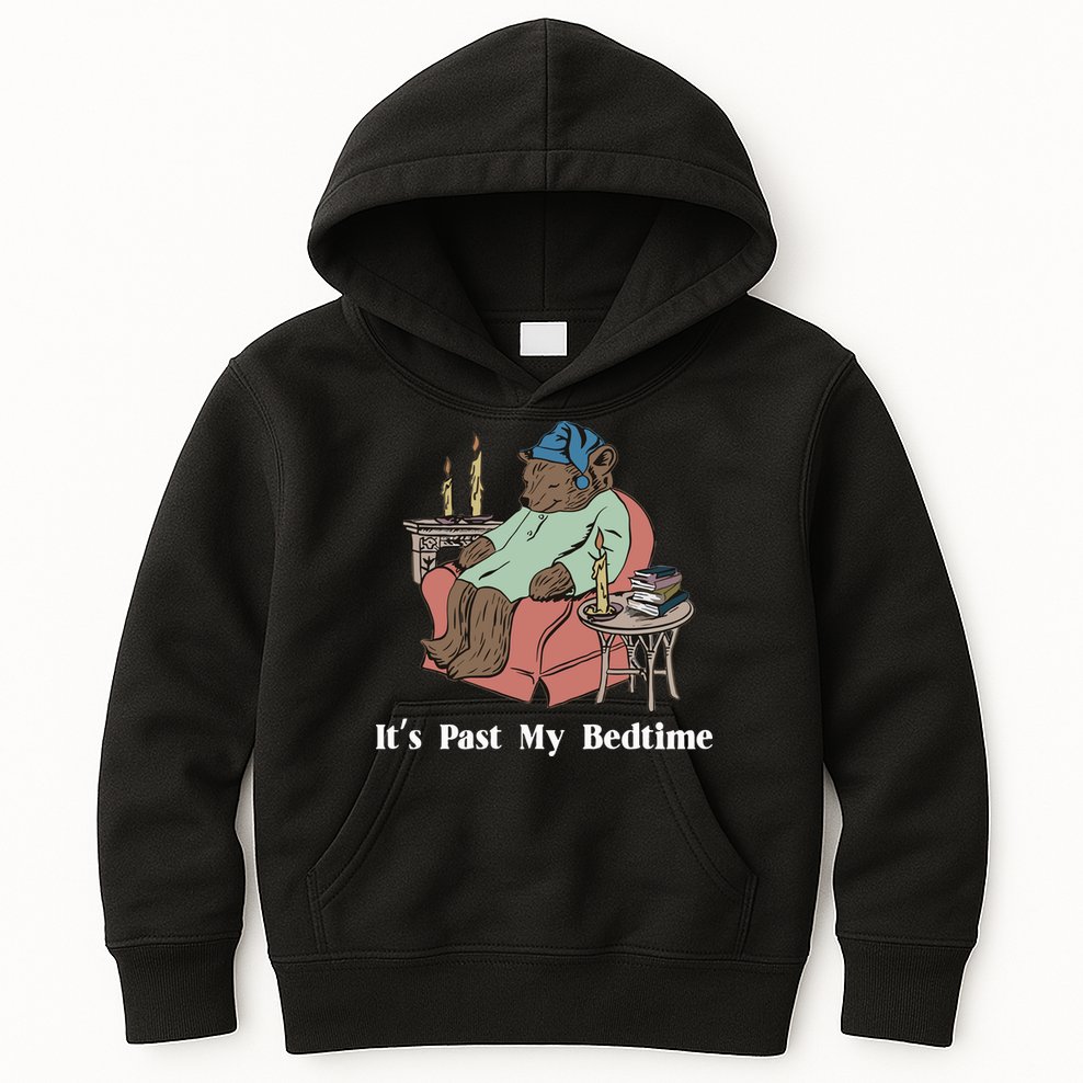 Bear Its Past My Bedtime Kids Hoodie