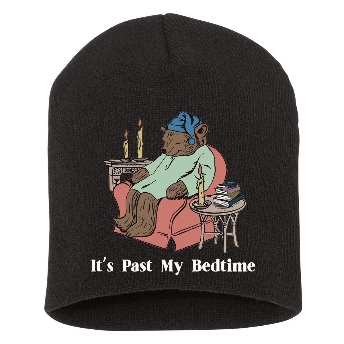 Bear Its Past My Bedtime Short Acrylic Beanie