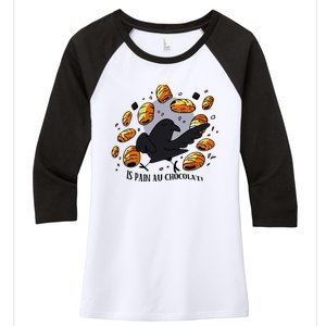 Bird Is Pain Au Chocolat Women's Tri-Blend 3/4-Sleeve Raglan Shirt