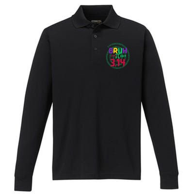 Bruh Its Pi Day Funny Pi Day Saying Math Teacher Performance Long Sleeve Polo