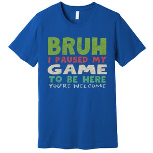 Bruh I Paused My Game To Be Here YouRe Welcome Retro Gamer Gift Premium T-Shirt