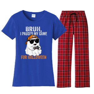 Bruh I Paused My Game For Halloween Funny Gaming Halloween Gift Women's Flannel Pajama Set