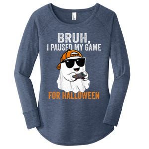 Bruh I Paused My Game For Halloween Funny Gaming Halloween Gift Women's Perfect Tri Tunic Long Sleeve Shirt