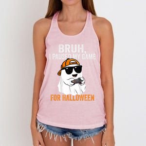 Bruh I Paused My Game For Halloween Funny Gaming Halloween Gift Women's Knotted Racerback Tank