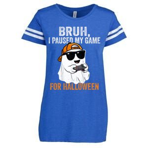 Bruh I Paused My Game For Halloween Funny Gaming Halloween Gift Enza Ladies Jersey Football T-Shirt