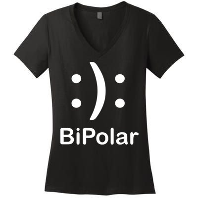 Bipolar Smiley Women's V-Neck T-Shirt