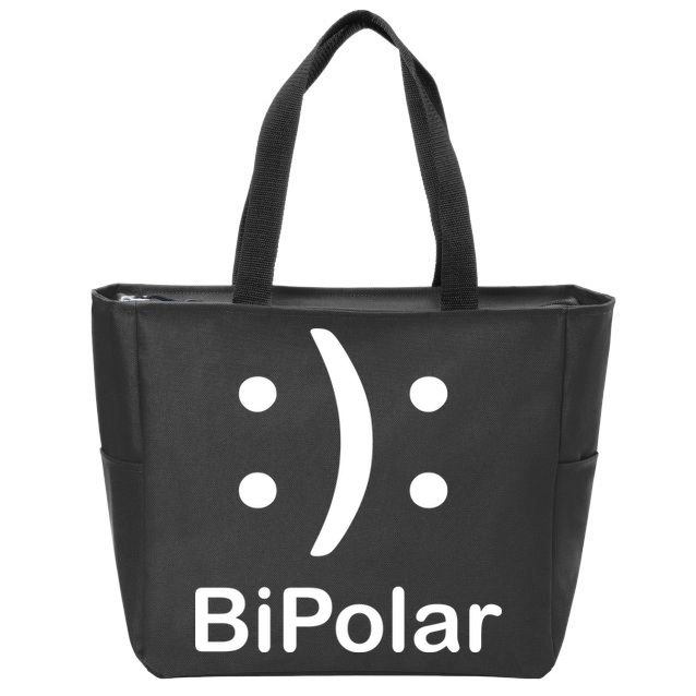 Bipolar Smiley Zip Tote Bag