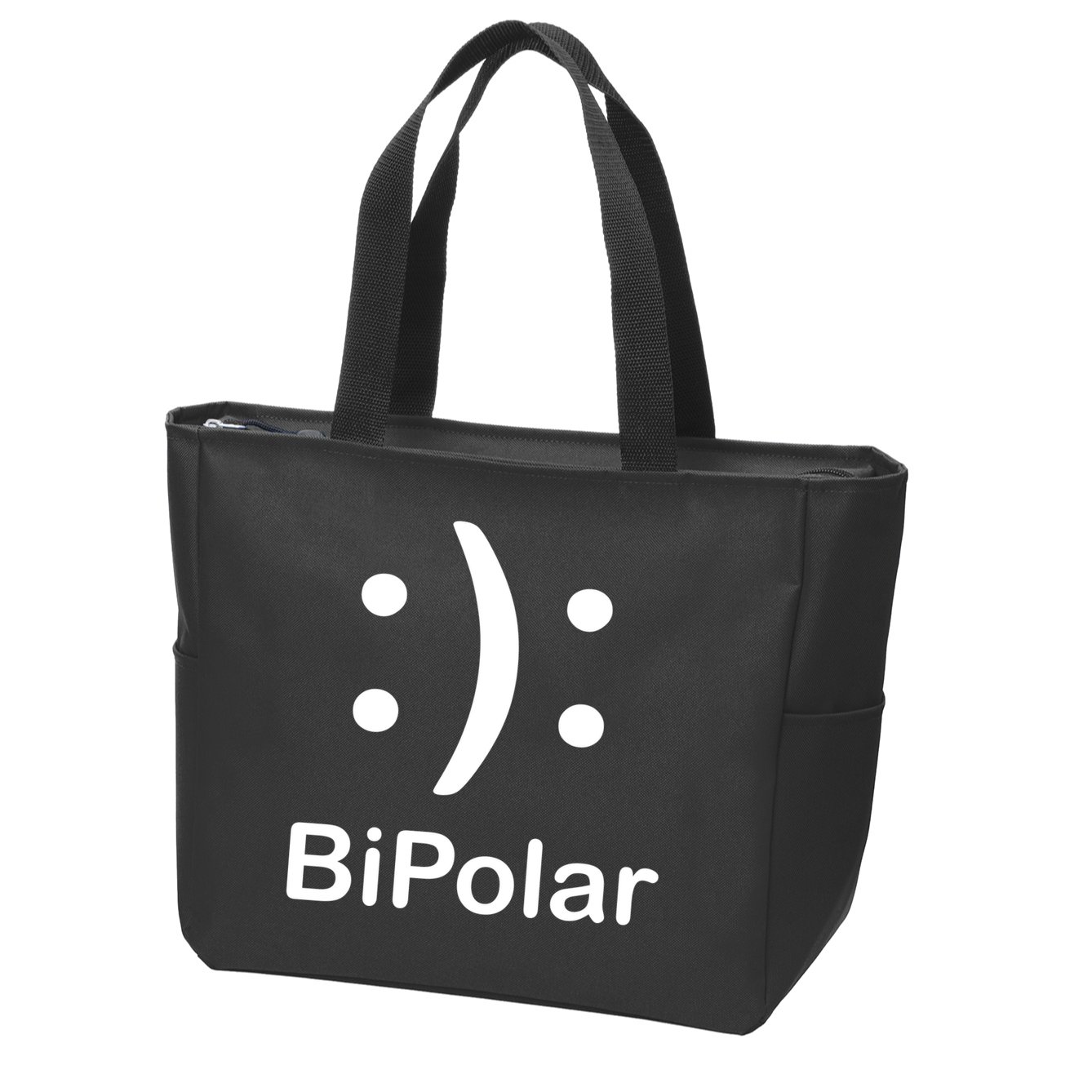 Bipolar Smiley Zip Tote Bag