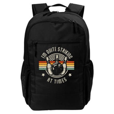 Bowling Im Quite Striking Funny Vintage Bowler Pun Daily Commute Backpack