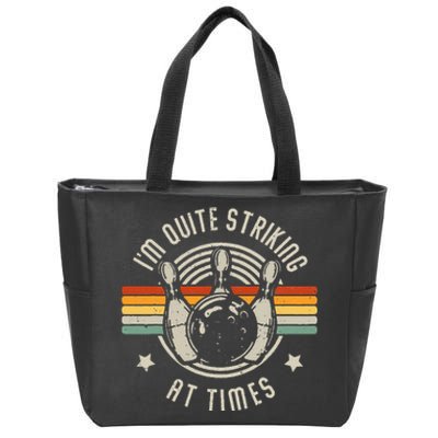 Bowling Im Quite Striking Funny Vintage Bowler Pun Zip Tote Bag