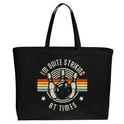 Bowling Im Quite Striking Funny Vintage Bowler Pun Cotton Canvas Jumbo Tote