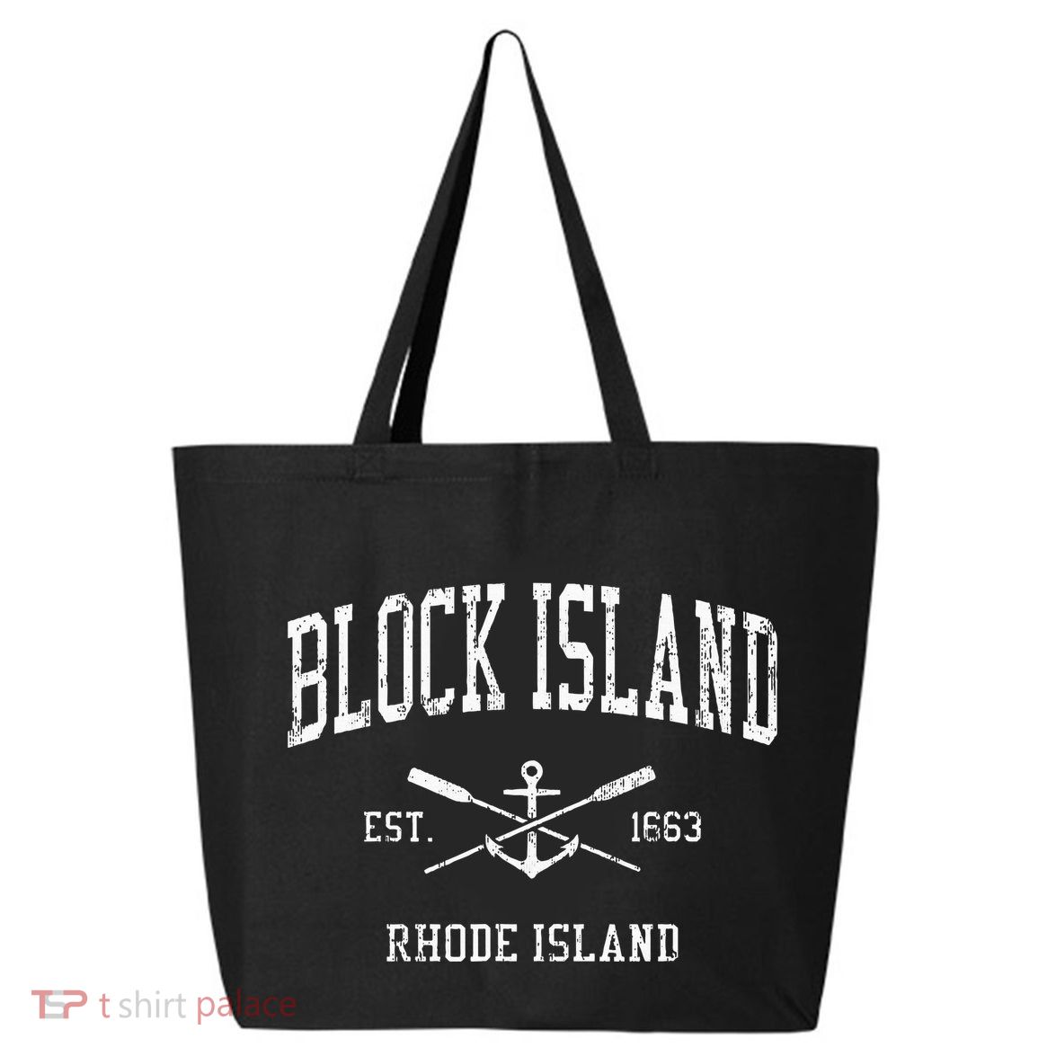 Block Island Ri Vintage Crossed Oars & Boat Anchor Sports 25L Jumbo Tote