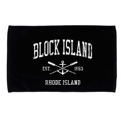 Block Island Ri Vintage Crossed Oars & Boat Anchor Sports Microfiber Hand Towel
