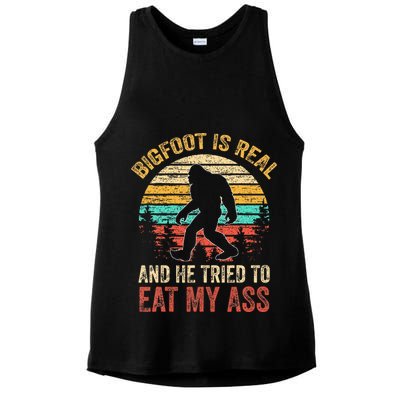 Bigfoot Is Real And He Tried To Eat My Ass Ladies PosiCharge Tri-Blend Wicking Tank