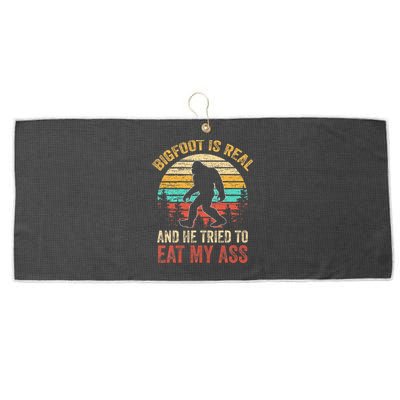 Bigfoot Is Real And He Tried To Eat My Ass Large Microfiber Waffle Golf Towel