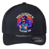 Bruh ID Rather Be Playing Tag Monkey Video Game Gorilla Flexfit Unipanel Trucker Cap