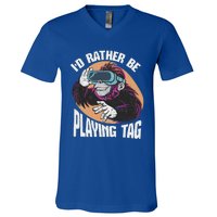 Bruh Id Rather Be Playing Tag Monkey V-Neck T-Shirt