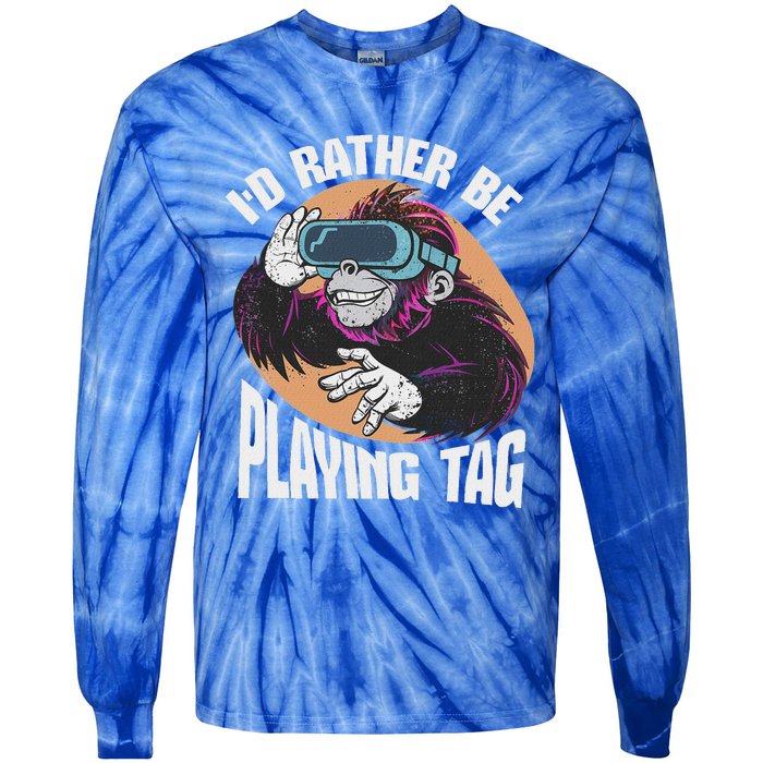 Bruh Id Rather Be Playing Tag Monkey Tie-Dye Long Sleeve Shirt