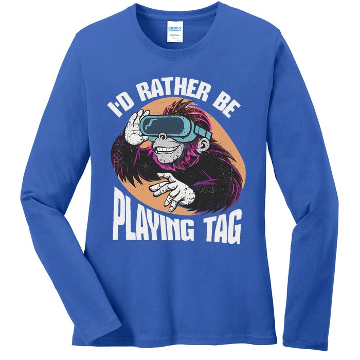 Bruh Id Rather Be Playing Tag Monkey Ladies Long Sleeve Shirt