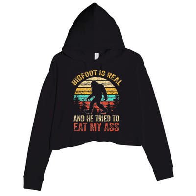 Bigfoot Is Real And He Tried To Eat My Ass Funny Sasquatch Crop Fleece Hoodie