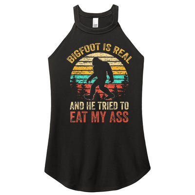 Bigfoot Is Real And He Tried To Eat My Ass Funny Sasquatch Women’s Perfect Tri Rocker Tank