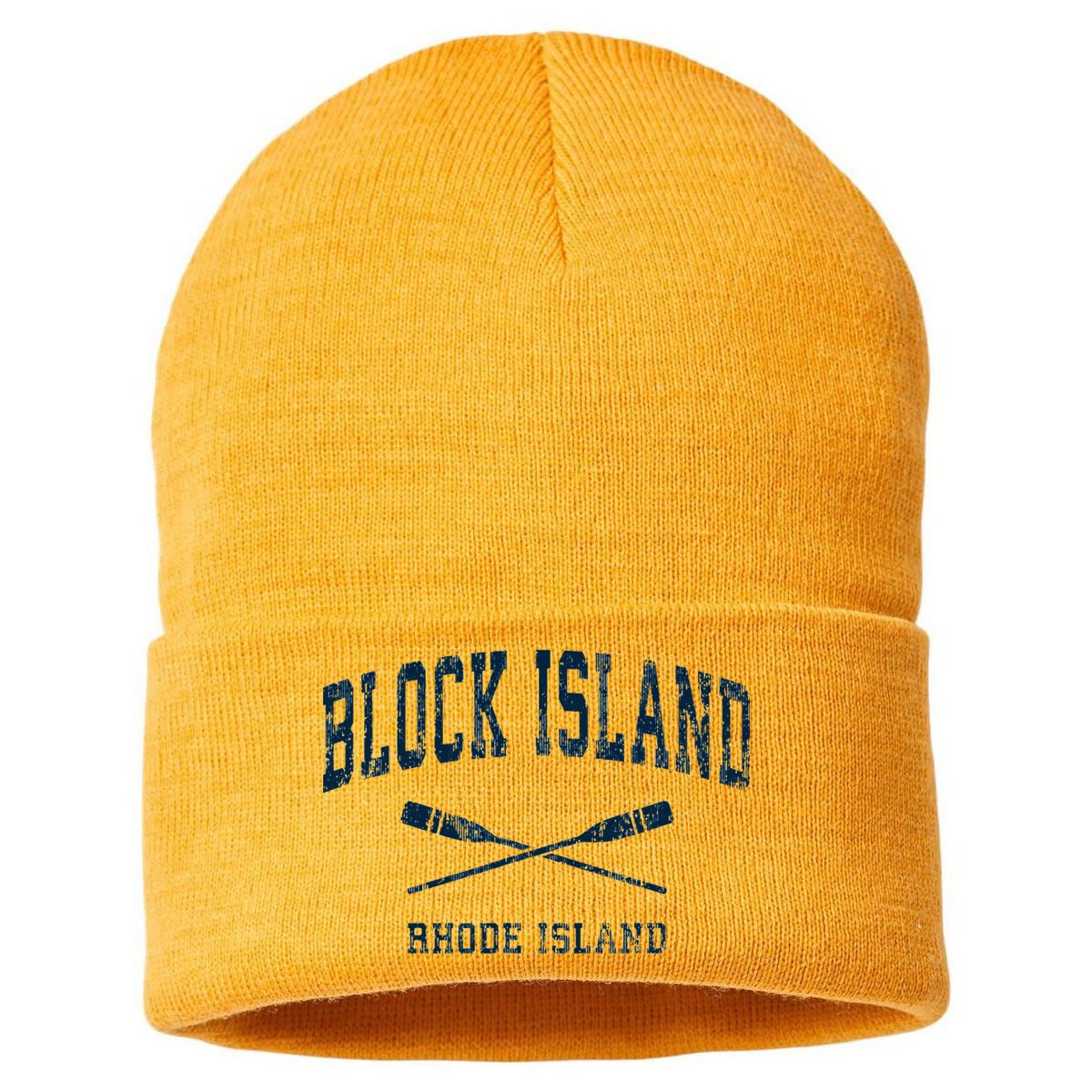 Block Island Rhode Island Vintage Nautical Paddles Sports Oa Sustainable Knit Beanie