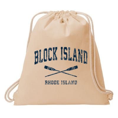 Block Island Rhode Island Vintage Nautical Paddles Sports Oa Drawstring Bag