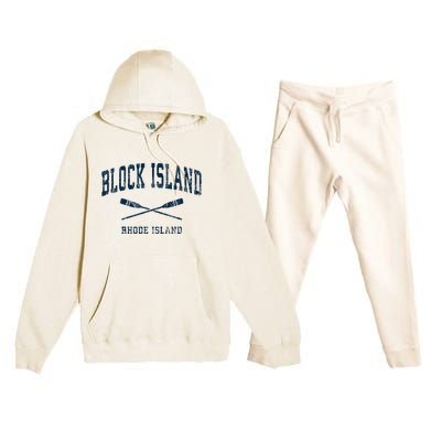 Block Island Rhode Island Vintage Nautical Paddles Sports Oa Premium Hooded Sweatsuit Set