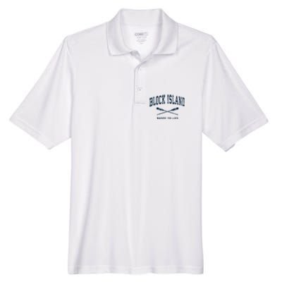 Block Island Rhode Island Vintage Nautical Paddles Sports Oa Men's Origin Performance Piqué Polo