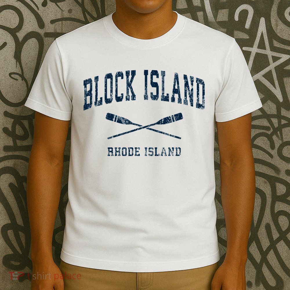 Block Island Rhode Island Vintage Nautical Paddles Sports Oa T-Shirt