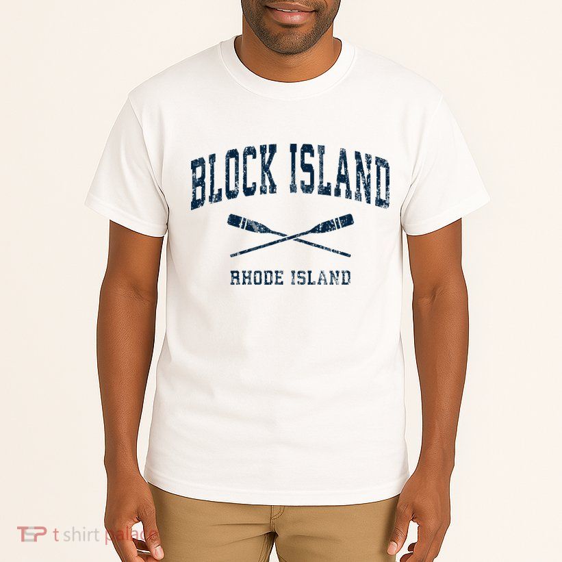 Block Island Rhode Island Vintage Nautical Paddles Sports Oa Tall T-Shirt