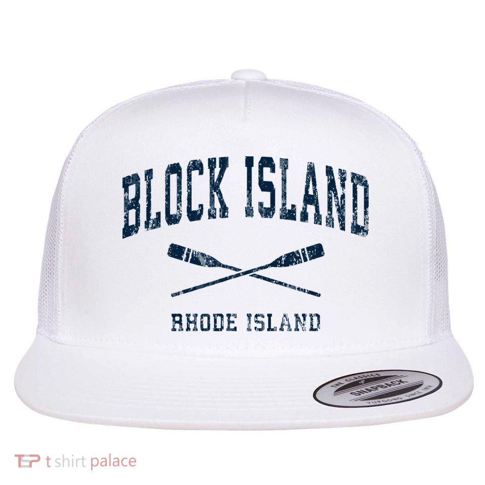 Block Island Rhode Island Vintage Nautical Paddles Sports Oa Flatbill Hat