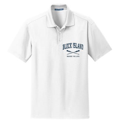 Block Island Rhode Island Vintage Nautical Paddles Sports Oa Dry Zone Grid Polo