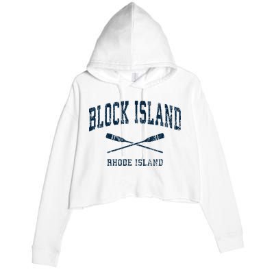 Block Island Rhode Island Vintage Nautical Paddles Sports Oa Crop Fleece Hoodie