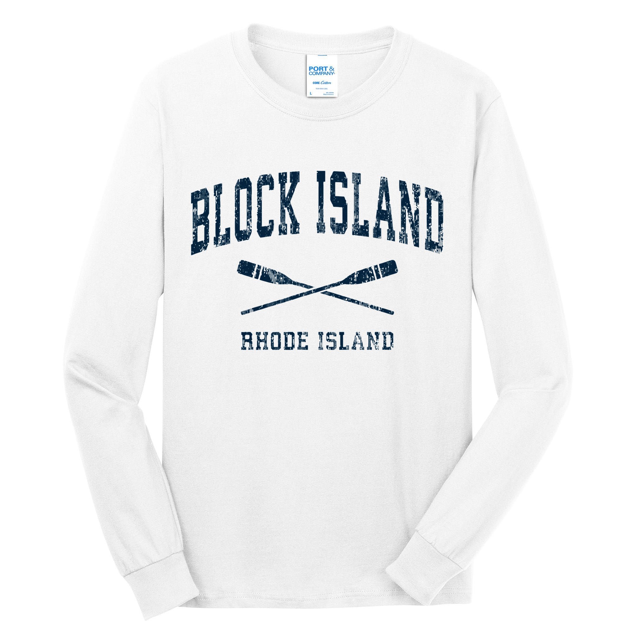 Block Island Rhode Island Vintage Nautical Paddles Sports Oa Tall Long Sleeve T-Shirt