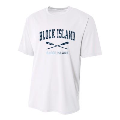 Block Island Rhode Island Vintage Nautical Paddles Sports Oa Youth Performance Sprint T-Shirt