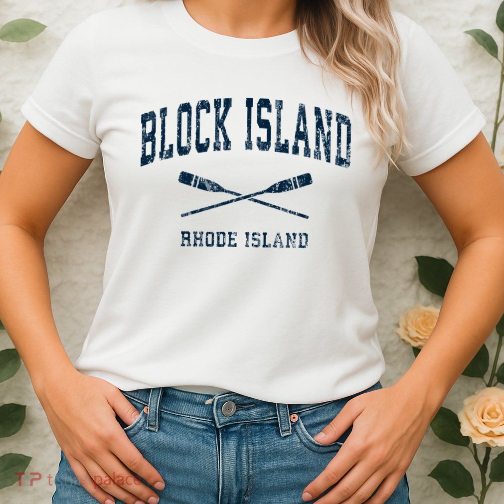 Block Island Rhode Island Vintage Nautical Paddles Sports Oa Womens T-Shirt