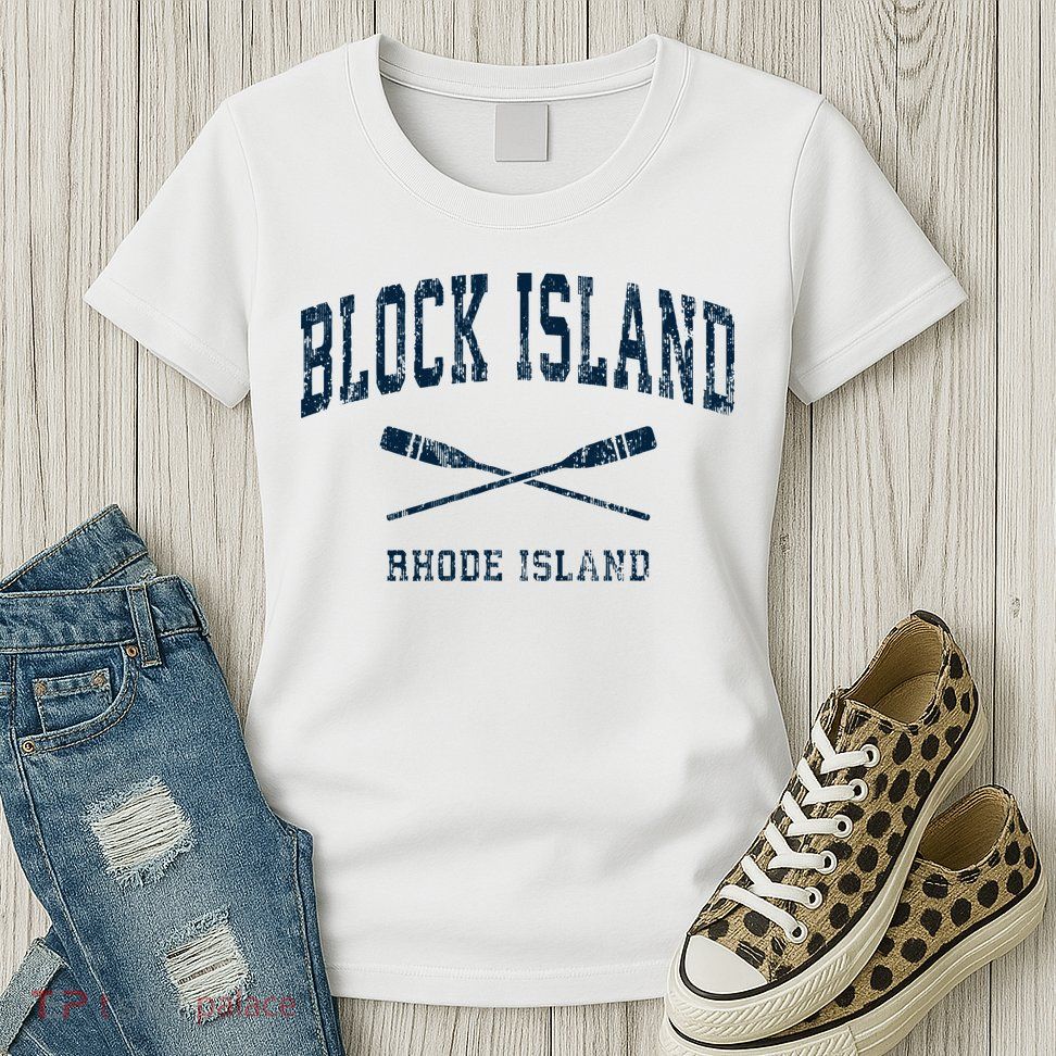 Block Island Rhode Island Vintage Nautical Paddles Sports Oa Womens T-Shirt