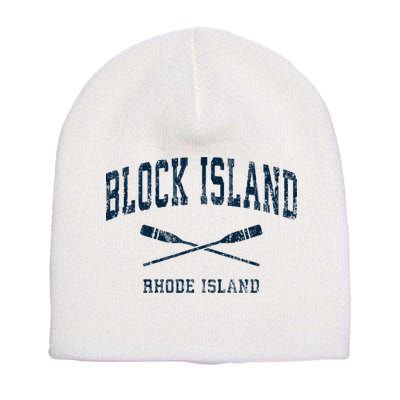 Block Island Rhode Island Vintage Nautical Paddles Sports Oa Short Acrylic Beanie