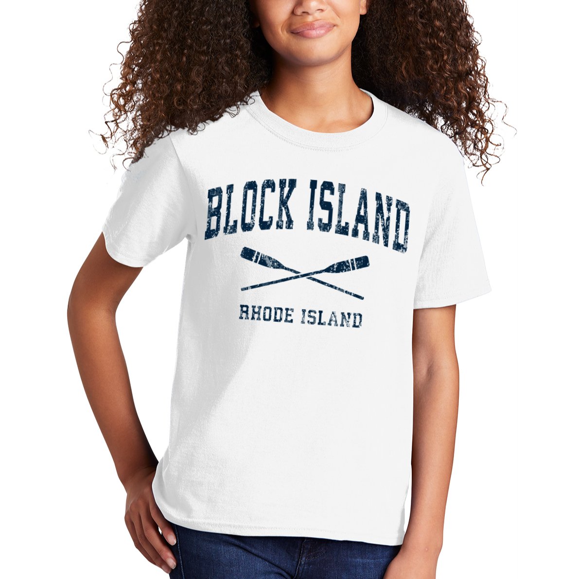 Block Island Rhode Island Vintage Nautical Paddles Sports Oa Kids T-Shirt